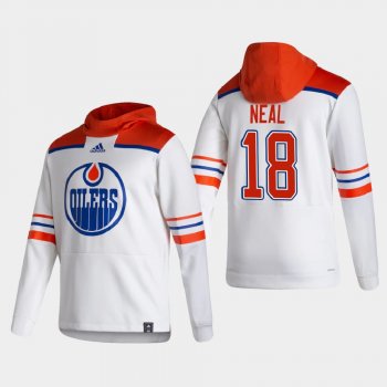 Men's HoodieMen's Edmonton Oilers James Neal #18 2021 Reverse Retro Authentic Pullover Special Edition White Hoodie