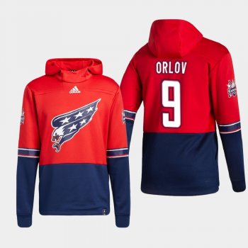 Men's Washington Capitals Dmitry Orlov #9 2021 Reverse Retro Authentic Pullover Special Edition Red Hoodie