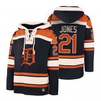 Detroit Tigers JaCoby Jones Black Legacy Vintage Hockey Lacer Hoodie