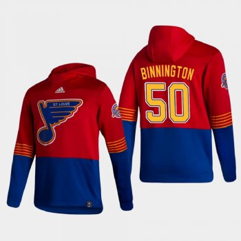 Men's St. Louis Blues Jordan Binnington #50 2021 Reverse Retro Authentic Pullover Special Edition Red Hoodie