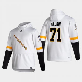 Men's Pittsburgh Penguins Evgeni Malkin #71 2021 Reverse Retro Authentic Pullover Special Edition White Hoodie