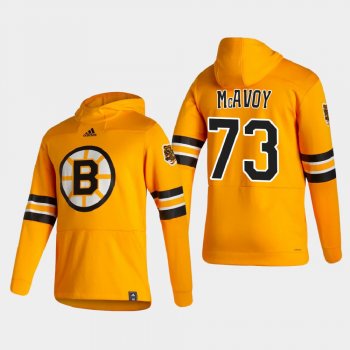 Men's Boston Bruins Charlie McAvoy #73 2021 Reverse Retro Authentic Pullover Special Edition Gold Hoodie