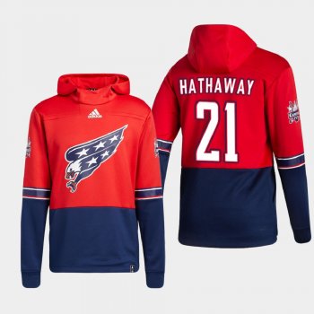 Men's Washington Capitals Garnet Hathaway #21 2021 Reverse Retro Authentic Pullover Special Edition Red Hoodie