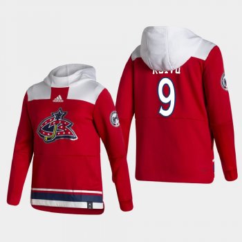 Men's Columbus Blue Jackets Mikko Koivu #9 2021 Reverse Retro Authentic Pullover Special Edition Red Hoodie