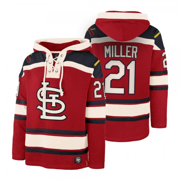 St. Louis Cardinals Andrew Miller Red Legacy Vintage Hockey Lacer Hoodie