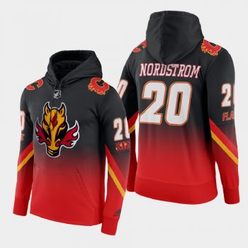 Calgary Flames Joakim Nordstrom #20 2021 Reverse Retro Gradient Pullover Red Black Hoodie