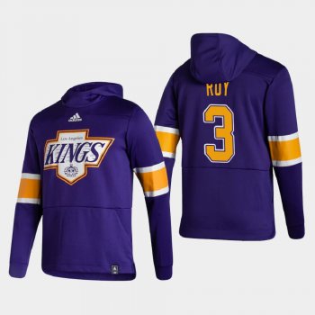 Men's Los Angeles Kings Matt Roy #3 2021 Reverse Retro Authentic Pullover Purple Hoodie