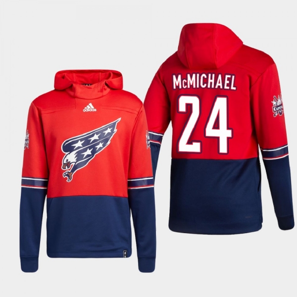 Men's HoodieMen's Washington Capitals Connor McMichael #24 2021 Reverse Retro Authentic Pullover Special Edition Red Hoodie