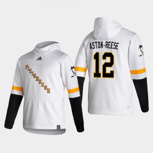 Men's Pittsburgh Penguins Zach Aston-Reese #12 2021 Reverse Retro Authentic Pullover Special Edition White Hoodie