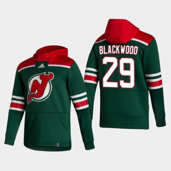 Men's New Jersey Devils Mackenzie Blackwood #29 2021 Reverse Retro Authentic Pullover Special Edition Green Hoodie