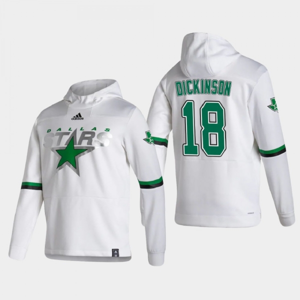 Men's Dallas Stars Jason Dickinson #18 2021 Reverse Retro Authentic Pullover White Hoodie