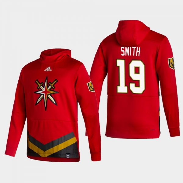 Men's HoodieMen's Vegas Golden Knights Reilly Smith #19 2021 Reverse Retro Authentic Pullover Special Edition Red Hoodie