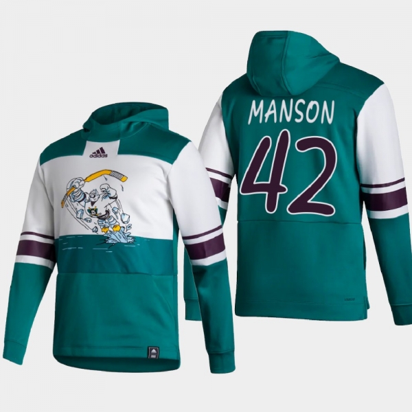 Men Anaheim Ducks Josh Manson #42 2021 Reverse Retro Special Edition Authentic Pullover White Hoodie