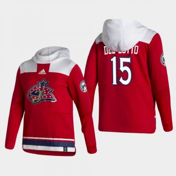 Men's Columbus Blue Jackets Michael Del Zotto #15 2021 Reverse Retro Authentic Pullover Special Edition Red Hoodie