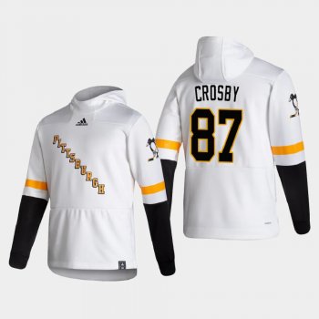 Men's Pittsburgh Penguins Sidney Crosby #87 2021 Reverse Retro Authentic Pullover Special Edition White Hoodie