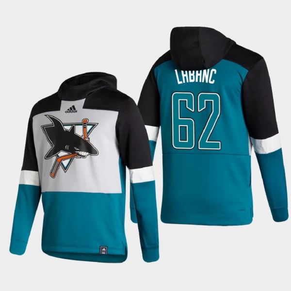 Men's HoodieMen's San Jose Sharks Kevin Labanc #62 2021 Reverse Retro Authentic Pullover Special Edition Teal Hoodie