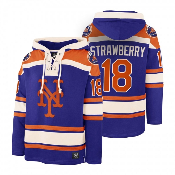 New York Mets Darryl Strawberry Royal Legacy Vintage Hockey Lacer Hoodie