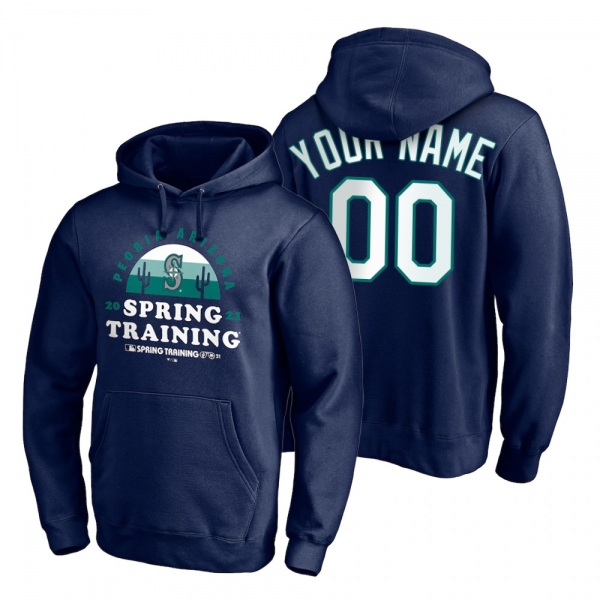 Seattle Mariners Custom Navy 2021 Spring Training Upper Decker Pullover Hoodie