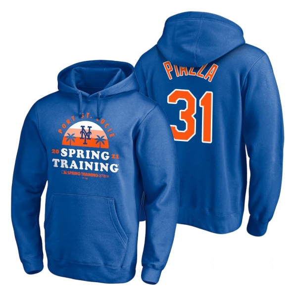 New York Mets Mike Piazza Royal 2021 Spring Training Upper Decker Pullover Hoodie