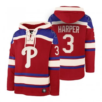 Philadelphia Phillies Bryce Harper Red Legacy Vintage Hockey Lacer Hoodie