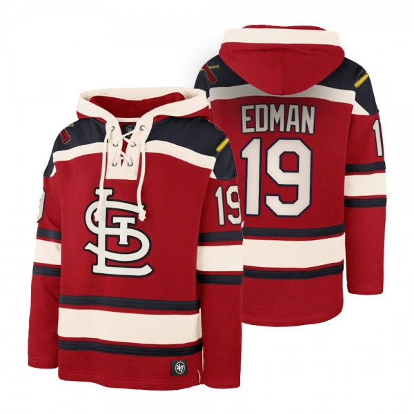 St. Louis Cardinals Tommy Edman Red Legacy Vintage Hockey Lacer Hoodie