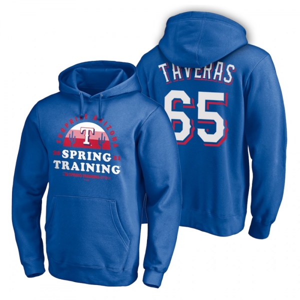 Texas Rangers Leody Taveras Royal 2021 Spring Training Upper Decker Pullover Hoodie