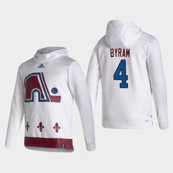 Men's HoodieMen's Colorado Avalanche Bowen Byram #4 2021 Reverse Retro Authentic Pullover Special Edition White Hoodie