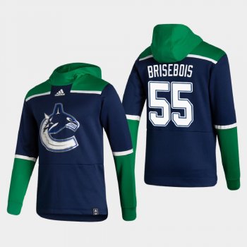 Men's Vancouver Canucks Guillaume Brisebois #55 2021 Reverse Retro Authentic Pullover Special Edition Navy Hoodie