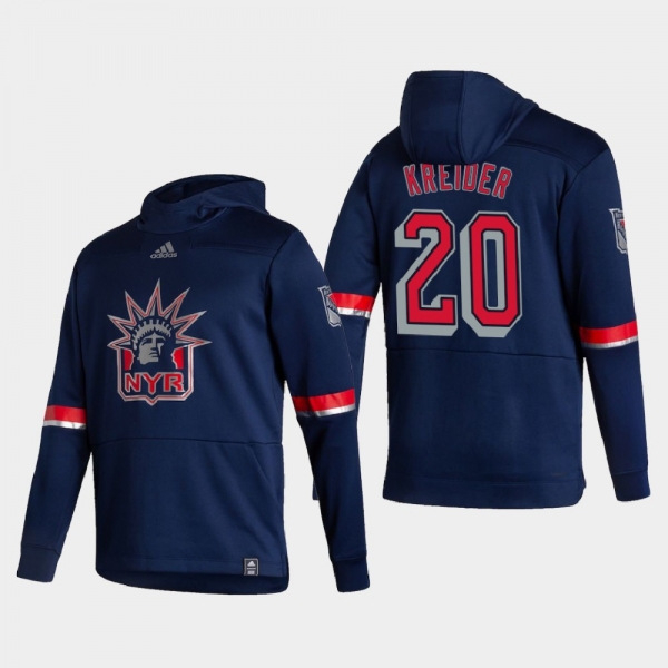 Men's New York Rangers Chris Kreider #20 2021 Reverse Retro Authentic Pullover Special Edition Navy Hoodie