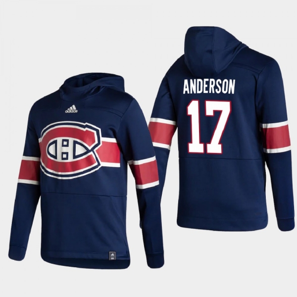 Men's Montreal Canadiens Josh Anderson #17 2021 Reverse Retro Authentic Pullover Special Edition Navy Hoodie