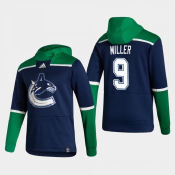 Men's Vancouver Canucks J.T. Miller #9 2021 Reverse Retro Authentic Pullover Special Edition Navy Hoodie