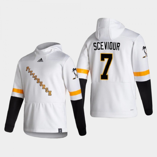 Men's Pittsburgh Penguins Colton Sceviour #7 2021 Reverse Retro Authentic Pullover Special Edition White Hoodie