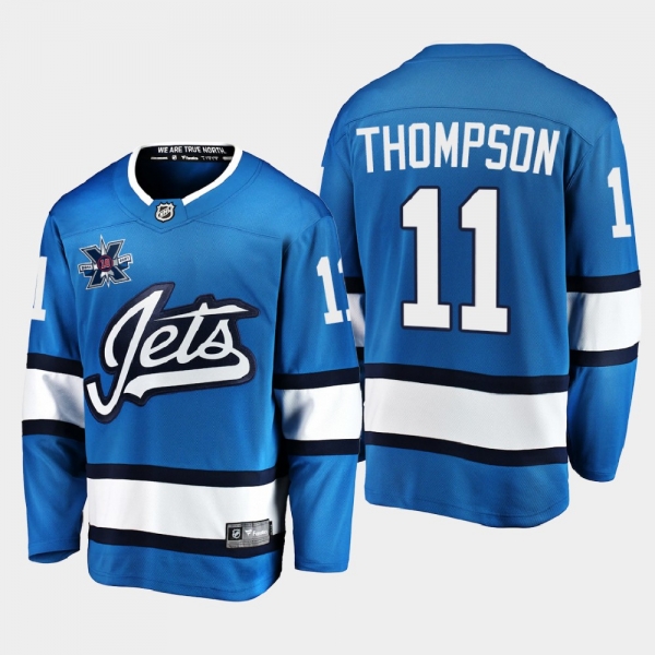 Men's JerseyWinnipeg Jets Nate Thompson #11 2020-21 Alternate 10th Anniversary Blue Jersey - Men