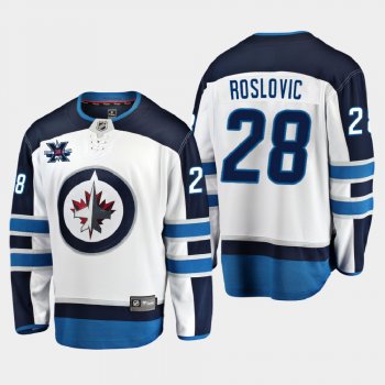 Men's JerseyWinnipeg Jets #28 Jack Roslovic 2020-21 10th Anniversary Away Honor Dale Hawerchuk White Jersey