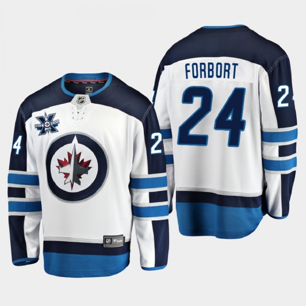 Winnipeg Jets Derek Forbort #24 2020-21 Away 10th Anniversary White Jersey - Men