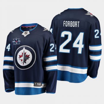 Winnipeg Jets #24 Derek Forbort 2020-21 10th Anniversary Home Honor Dale Hawerchuk Navy Jersey