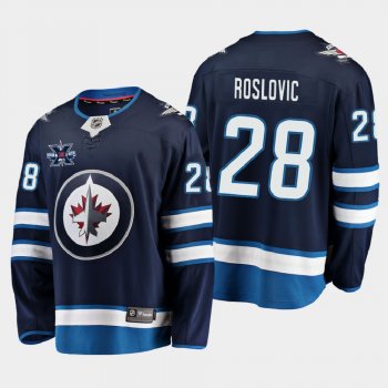 Men's JerseyWinnipeg Jets #28 Jack Roslovic 2020-21 10th Anniversary Home Honor Dale Hawerchuk Navy Jersey