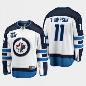 Winnipeg Jets Nate Thompson #11 2020-21 Away 10th Anniversary White Jersey - Men