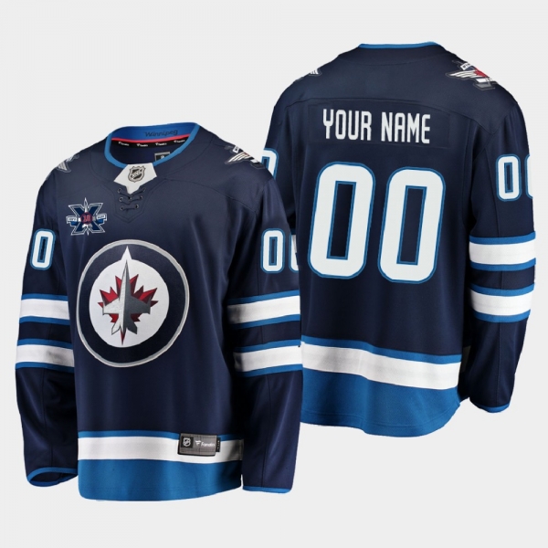 Winnipeg Jets #00 Custom 2020-21 10th Anniversary Home Honor Dale Hawerchuk Navy Jersey