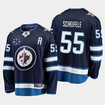 Winnipeg Jets #55 Mark Scheifele 2020-21 10th Anniversary Home Honor Dale Hawerchuk Navy Jersey