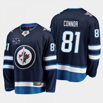 Winnipeg Jets #81 Kyle Connor 2020-21 10th Anniversary Home Honor Dale Hawerchuk Navy Jersey