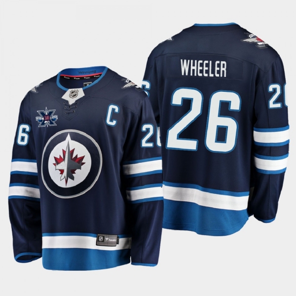 Winnipeg Jets #26 Blake Wheeler 2020-21 10th Anniversary Home Honor Dale Hawerchuk Navy Jersey