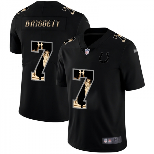 Men's Indianapolis Colts #7 Jacoby Brissett Statue Of Liberty Black NFL Jersey