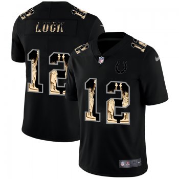 Men's Indianapolis Colts #12 Andrew Luck Statue Of Liberty Black NFL Jersey