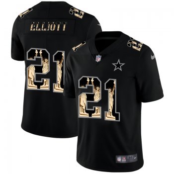 Men's Dallas Cowboys #21 Ezekiel Elliott Statue Of Liberty Black NFL Jersey