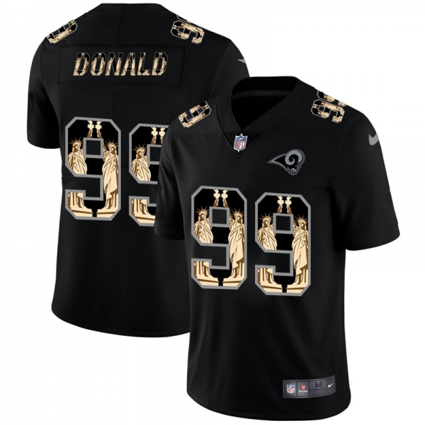 Men's Los Angeles Rams #99 Aaron Donald Statue Of Liberty Black NFL Jersey