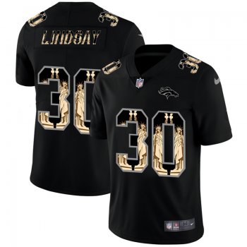 Men's Denver Broncos #30 Phillip Lindsay Statue Of Liberty Black NFL Jersey