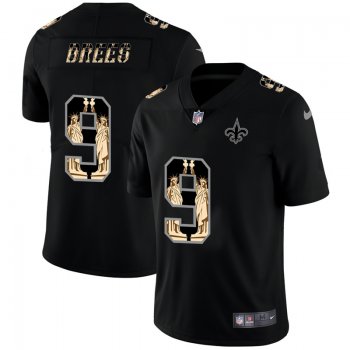 Men's New Orleans Saints #9 Drew Brees Statue Of Liberty Black NFL Jersey