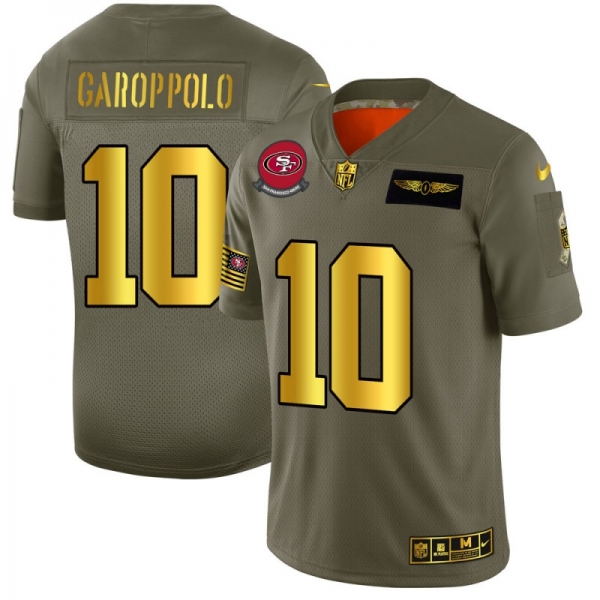 Men's San Francisco 49ers #10 Jimmy Garoppolo Gold Camo 2019 Salute to Service Limited Jersey