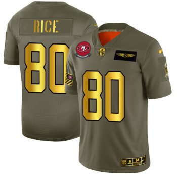 Men's San Francisco 49ers #80 Jerry Rice Gold Camo 2019 Salute to Service Limited Jersey